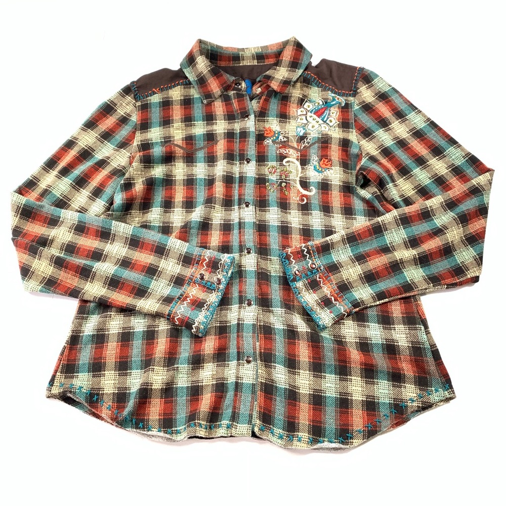 Double D ranch womens snap button shirt sz large